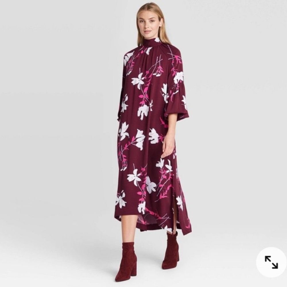 Prologue Floral Print Raglan Long Sleeve Dress